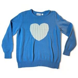 Vintage Blue Heart Knit Pullover Sweater Cozy Novelty Women’s L